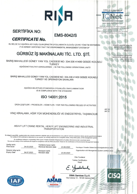 GURBUZ İŞ MAKİNELERİ_ISO14001_2015